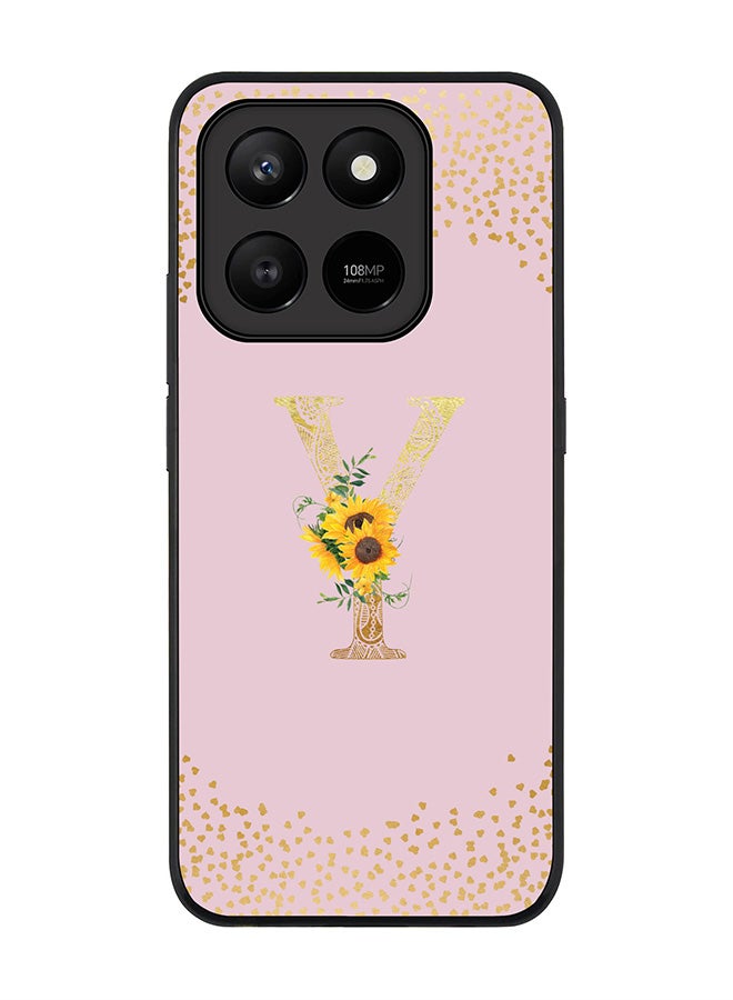 Stylizedd For Honor X7d 4G / X7d 5G / 400 Smart Case,Slim fit Camera Protection, Shockproof Thin Phone cover  - Custom Floral Monogram - Y  (Pink ) - Image 1